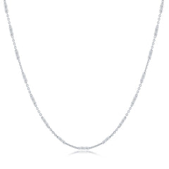 Sterling Silver Diamond-Cut Long Square Beads Chain