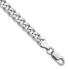 Sterling Silver Rhodium-plated 6.5mm Curb Chain Bracelet