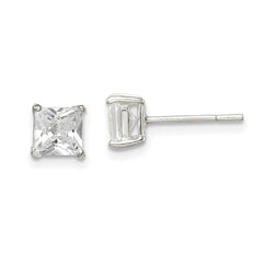 Square CZ Stud Radiant-Cut Earrings