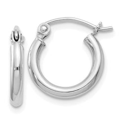 Sterling Silver Rhodium Plated 2.0mm Hoop Earrings