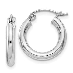 Sterling Silver Rhodium Plated 2.5 mm Round Hoop Earrings