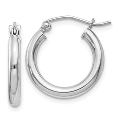 Sterling Silver Rhodium Plated 2.5 mm Round Hoops