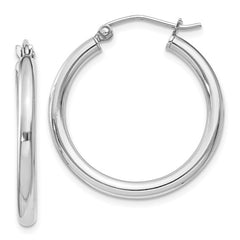 Sterling Silver 2.5mm Rhodium Plated Hoop Earrings