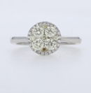 18K W Circle Sunshine Diamond Cluster 0.13 D RD 0.78 YDRD Ring