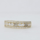 18K Y 3 Row Round and Baguette Band 0.93 D RD 0.18 D BA