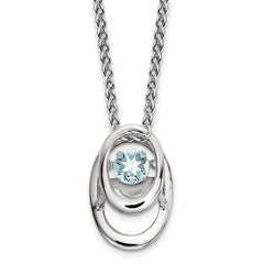 Sterling Silver Pendant with Aquamarine 1=1/4 ctw w/ chain