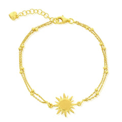 Sterling Silver, Beaded Chain Sun Bracelet - Gold Plated