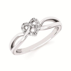 Love Lock™ .07 Ctw. Diamond Heart Knot Ring In Sterling Silver