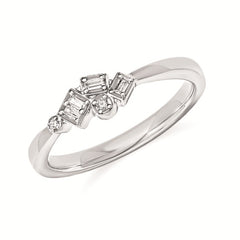 .08 Ctw. Diamond Baguette & Round Ring In Sterling Silver