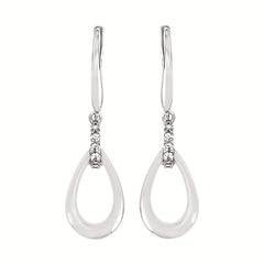 0.06 Ctw. Diamond Drop Earrings In Sterling Silver