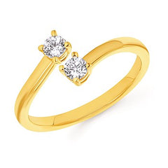 S/V-C Sterling Silver Gold Vermeil Diamond Ring