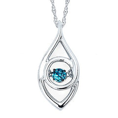 Shimmering Diamonds® Iris Pendant In Sterling Silver With .07 Ct. Diamond (Treated Blue)