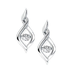 Shimmering Diamonds® Spiral Tear Drop Earrings In Sterling Silver With 1/10 Ctw. Diamonds