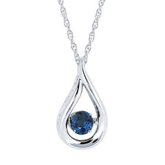 Shimmering Diamonds® Teardrop Pendant With 3/8 Tgw. Sapphire Birthstone In Sterling Silver (September)