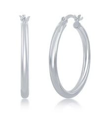 Sterling Silver 3x30mm High-Polished Hoop Earrings
