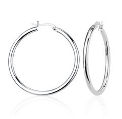 Sterling Silver 3x40mm High-Polished Hoop Earrings
