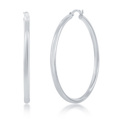 Sterling Silver 3x50mm High-Polished Hoop Earrings