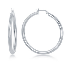 Sterling Silver 4x50mm High-Polished Hoop Earrings