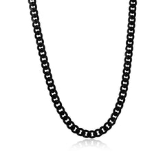 Stainless Steel, 5mm Cuban Chain - Black Plated
