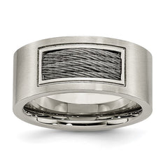 Stainless Steel Brushed with Grey Cable Inlay 10mm Band
