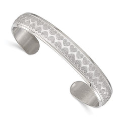 Stainless Steel Polished and Laser-cut Hearts Cuff Bangle