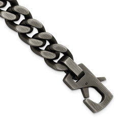 Chisel Stainless Steel Antiqued and Brushed 14mm Curb Link 8.75 in Bracelet
