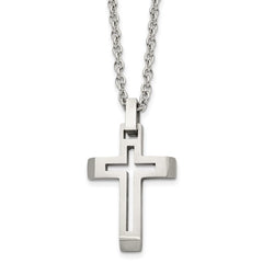 Chisel stainless cut out cross pend 20" cable chain