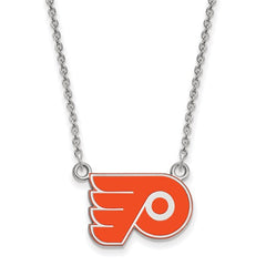 Sterling Silver Rhodium-Plated Philadelphia Flyers 18-inch Pendant & Necklace