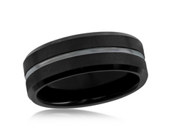 Matte & Polished Black Tungsten Ring