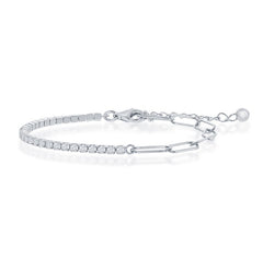 Sterling Silver, 2mm Half Tennis & 3.5mm Paperclip Bracelet