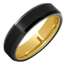 Hidden Gold™ Black Diamond Ceramic™ Ring with Satin Finish