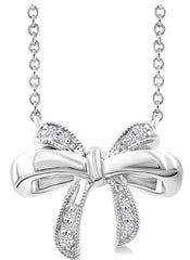 Silver Bow Diamond Fashion Pendant