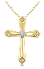 Gold Vermeil Cross Diamond Fashion Pendant