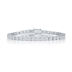 Sterling Silver, 4mm Prong-Set Round CZ Tennis Bracelet