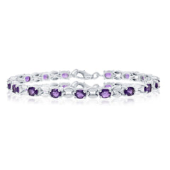 Sterling Silver, 5x4mm Oval, 5.5cttw Gem Bracelet - Amethyst