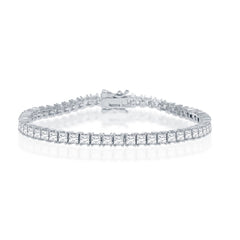 Sterling Silver, 4mm Square Tennis Bracelet