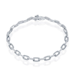 Sterling Silver, CZ Paperclip Bracelet