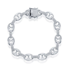 Sterling Silver, Micro Pave CZ Marina Link Bracelet