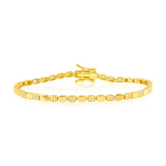 Sterling Silver, Polished & Pave CZ Bracelet - Gold Plated