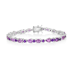Sterling Silver, Multi-Shaped Gem Bracelet - Multi-Amethyst