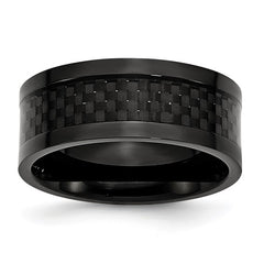 Chisel Titanium Polished Black IP-plated w/ Carbon Fiber Inlay 9mm Band