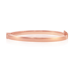 Sterling Silver, Plain Hinged Bangle - Rose Gold Plated