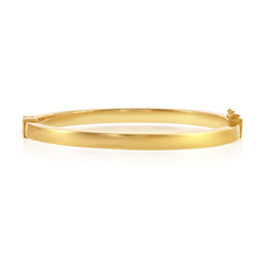 Sterling Silver, Plain Hinged Bangle - Gold Plated