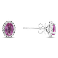 18k White Gold Purple Sapphire and Diamond Earrings 36 RD 0.17 2 PRSP 1.05