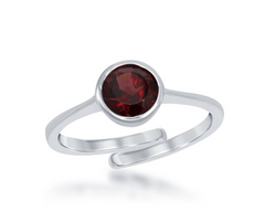 Sterling Silver, "January" Bezel Set Ring - Garnet