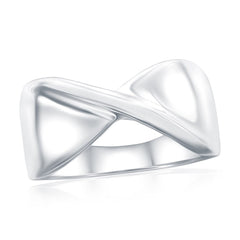 Sterling Silver, Polished 'X' Design Flat Ring