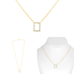 Y Paper Clip Chain Rectangle Necklace .20RD .12BG