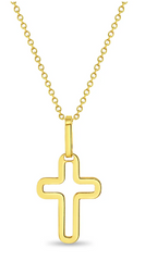 14k Curved Cross Outline Pendant Necklace