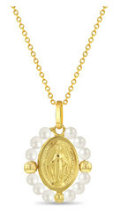 14k Miraculous Virgin Mary Pearl Pendant