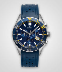 Parkhill Stainless Steel, Blue Silicone Band 10 ATM, Swiss Chronograph Men's Watch